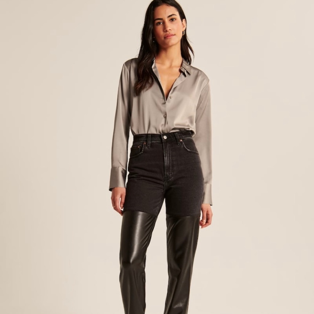 A&F Satin Long-Sleeve Shirt
